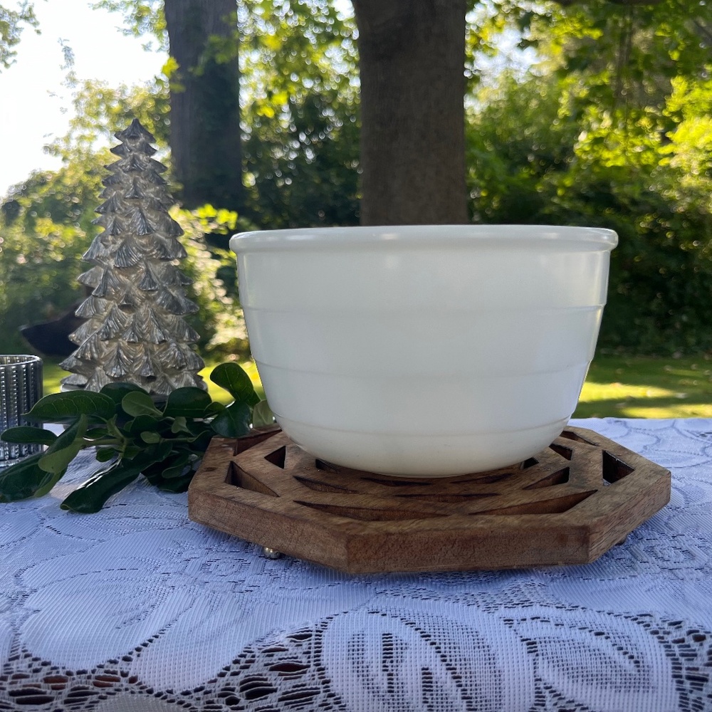 GE Vintage Milk Glass Ribbed Mixer Bowl